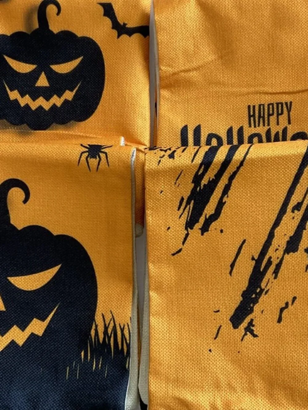 Halloween Throw Pillow Covers 18x18 Spooky Bat Pumpkin Spider Décor 4 Pack NWT